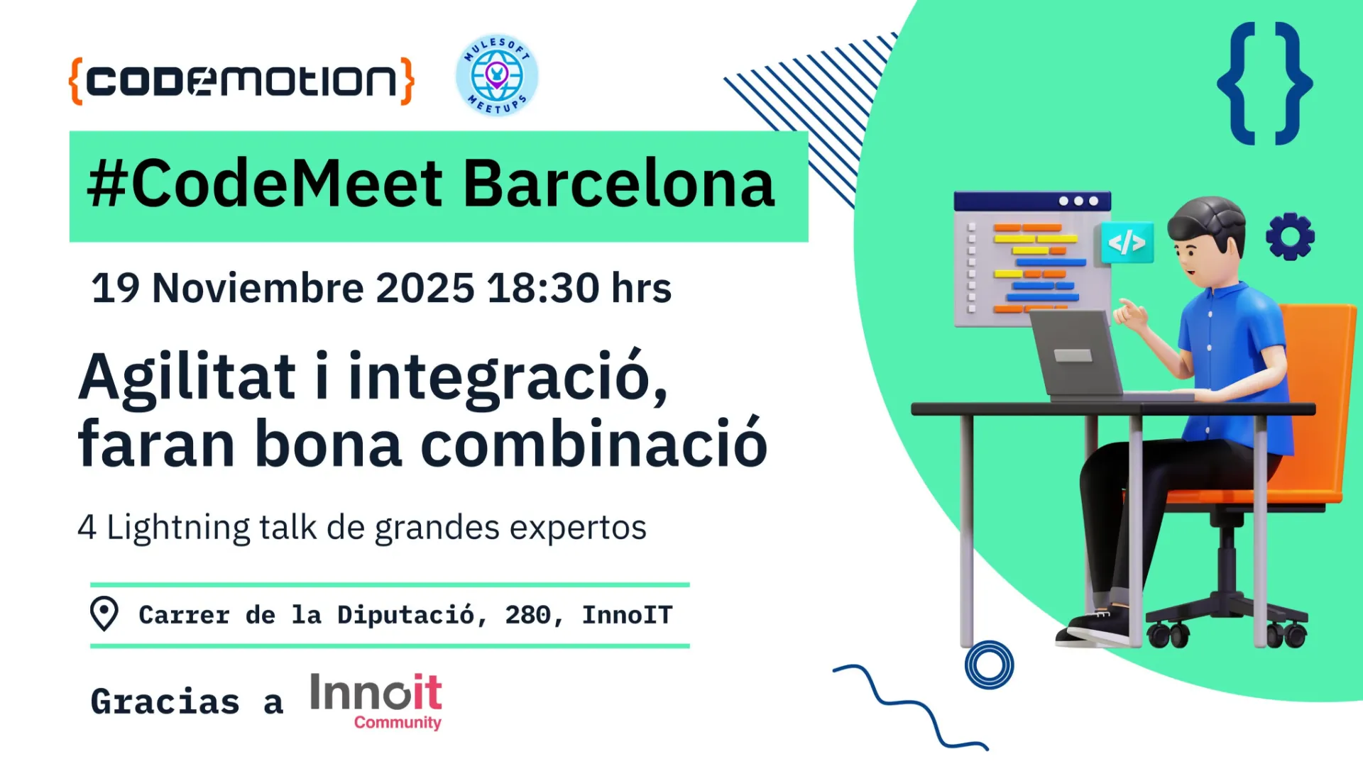 Foto de portada del evento #CodeMeet Barcelona: Agilitat i integració, faran bona combinació
