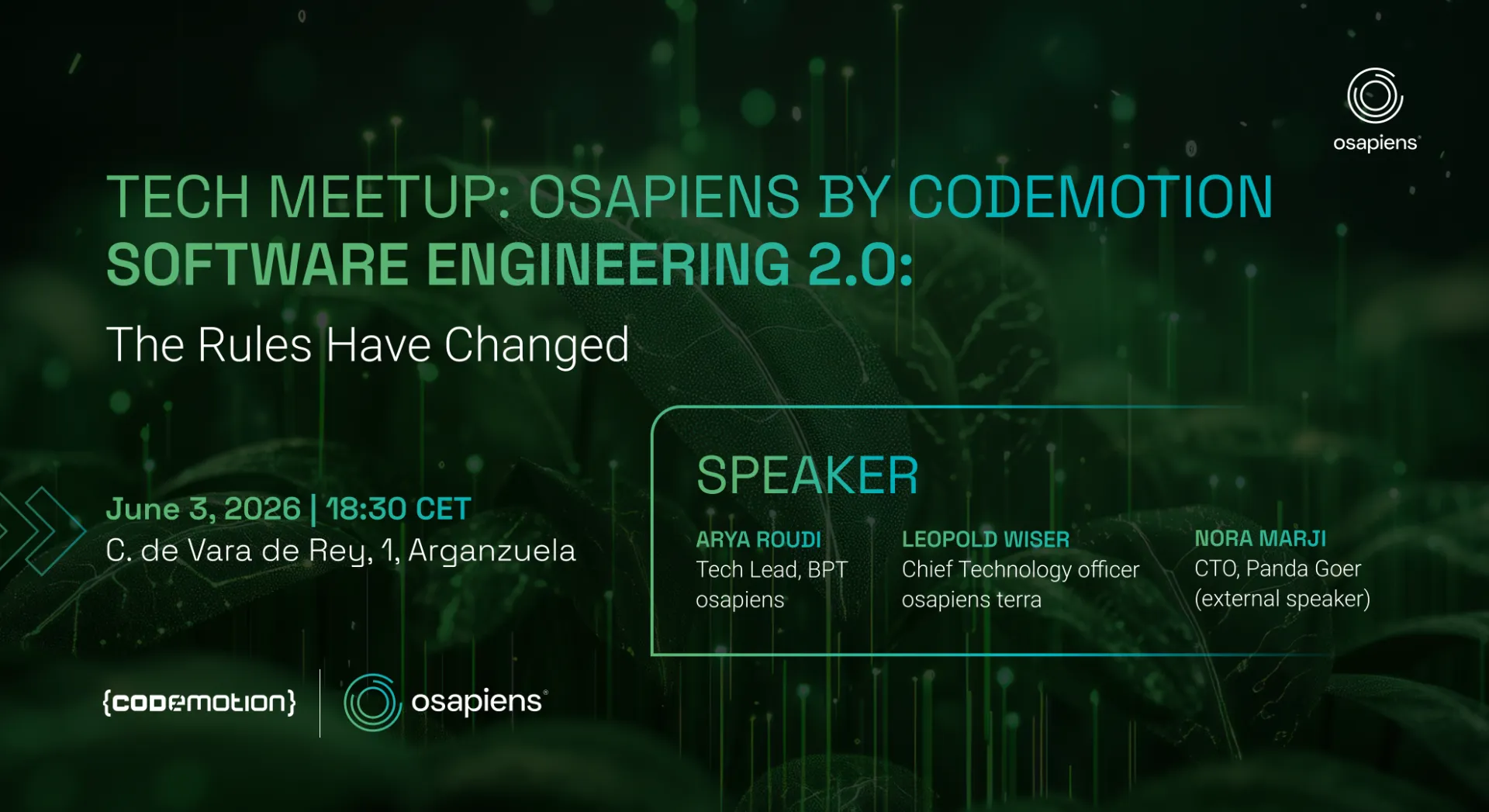Foto de portada del evento #CodeMeet Madrid: Software Engineering 2.0: The Rules Have Changed